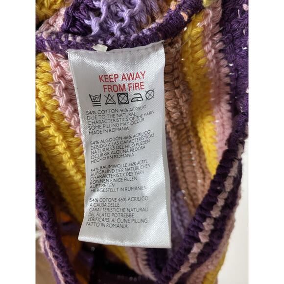 BDG Urban Outfitters Crochet Crop Tank Top Women's Small Boho Knit Stripe Cotton - Picture 5 of 6